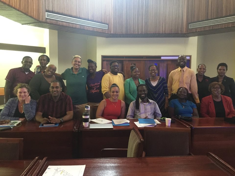 CBA’s Policy Advocacy Specialist, Sarah MacKenzie (front left), worked with representatives of civil society organizations in Jamaica on a workshop to discuss barriers that persons living with disabilities have in accessing justice.