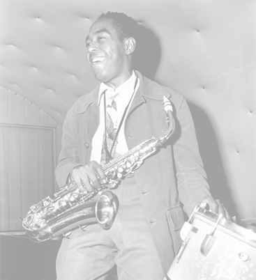 Charlie Parker jazz musician holding alto sax